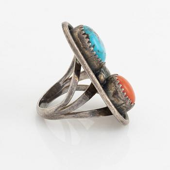 Ring and brooch, silver.