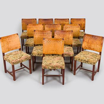 Carl Gustaf Hiort af Ornäs, a mid-20th-century 'Näyttely Senior' dining table and 12 chairs for HMN Huonekalu Nupponen.