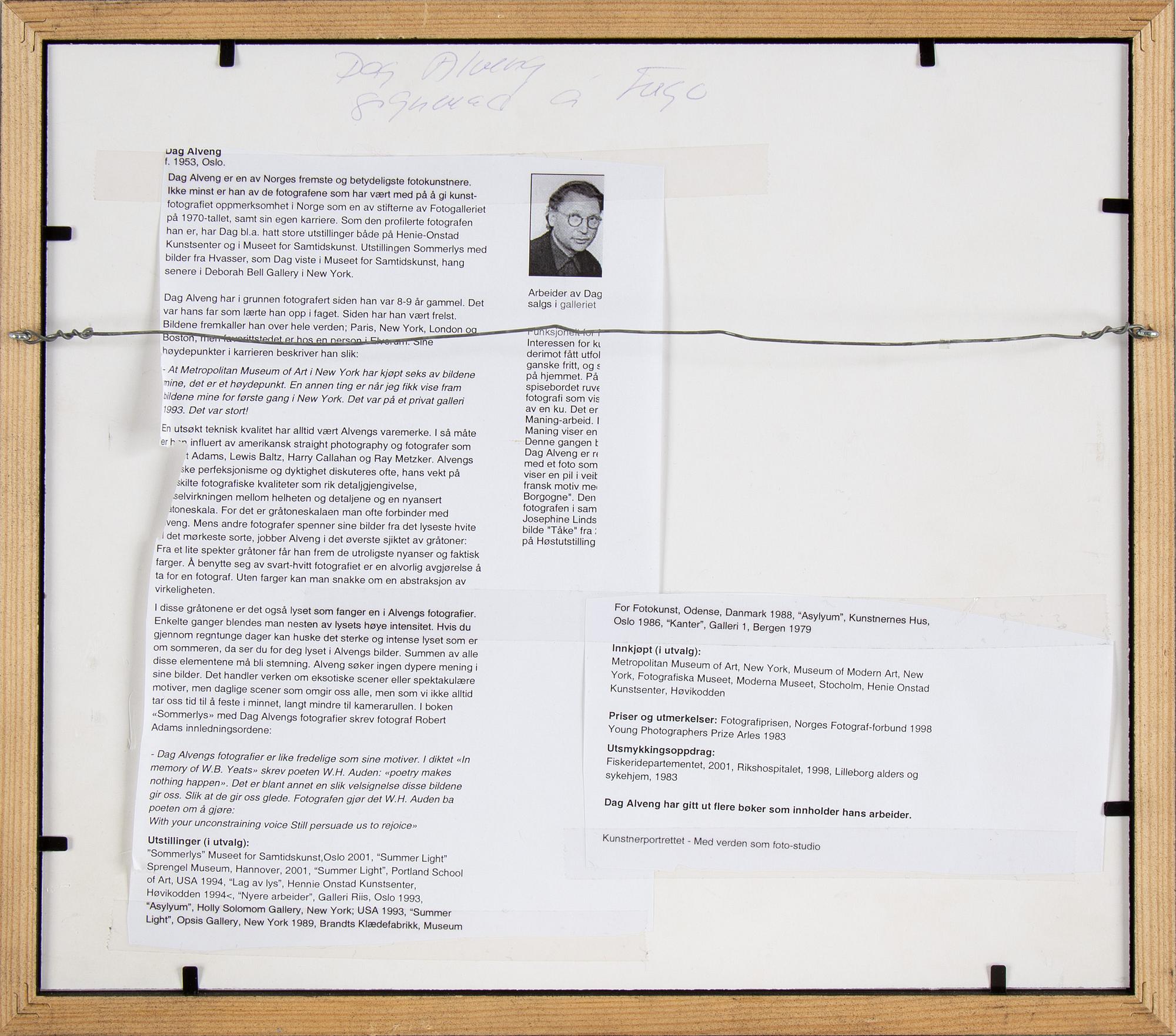 DAG ALVENG, a pair of photographs, signed verso.