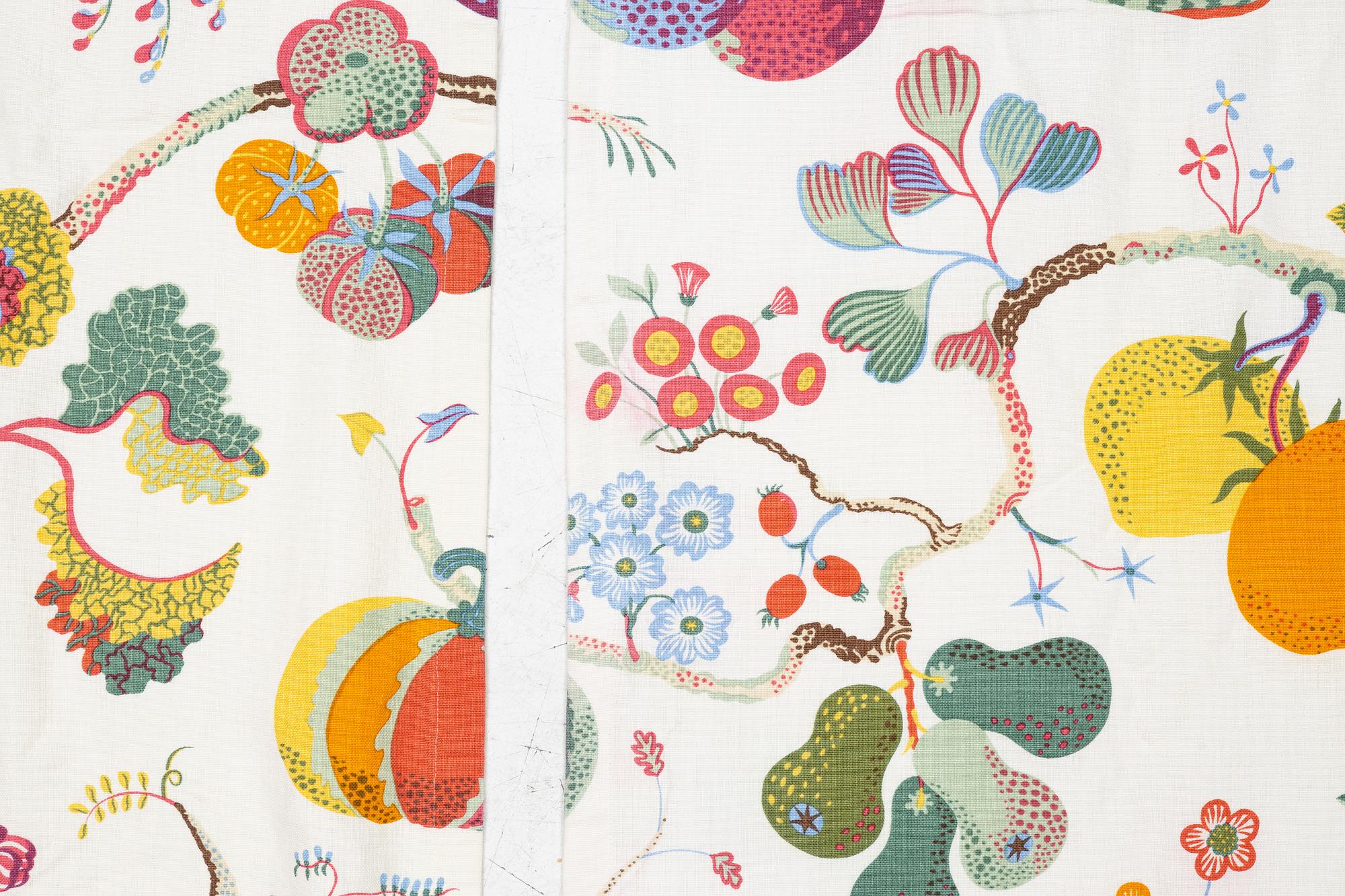 Josef Frank, a pair of 'Vegetable tree' curtains, Firma Svenskt Tenn, Sweden.