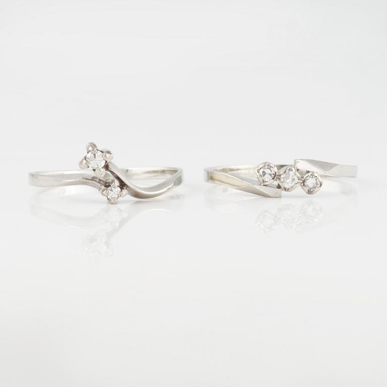RINGAR, 2 st, med briljant och åttkantslipade diamanter.