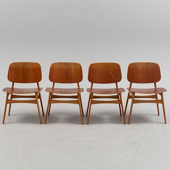 BØRGE MOGENSEN, A set of four chairs, model 155, second half of the 20th century.