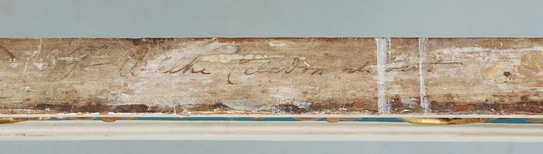 KONSOLBORD, av Pehr Ljung (1743-1819) bildhuggare i Stockholm, samt en SPEGEL. Sengustavianska.