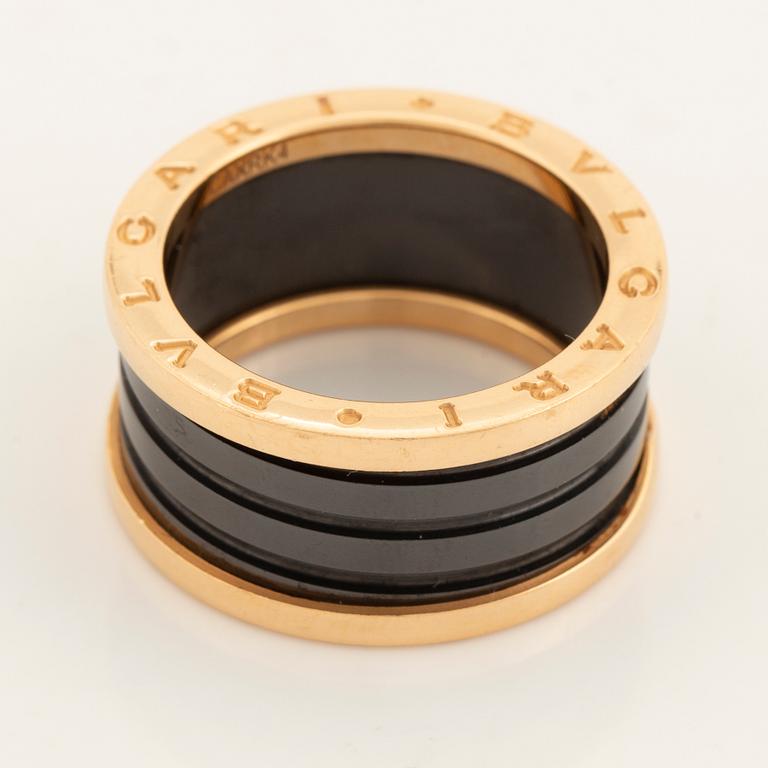 Bulgari, Ring and bangle B.zero1. 18K gold, steel and black ceramics.