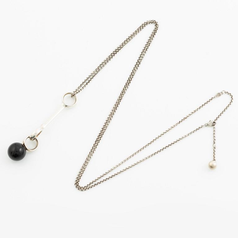 Necklace, Georg Jensen, "Sphere", design Regitze, silver with black agate.
