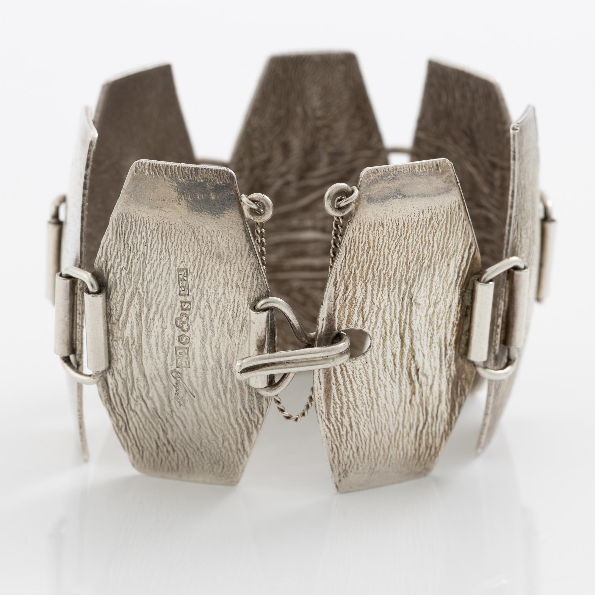 Ring and bracelet, silver, Waldemar Jonsson, blue for Stigbert.