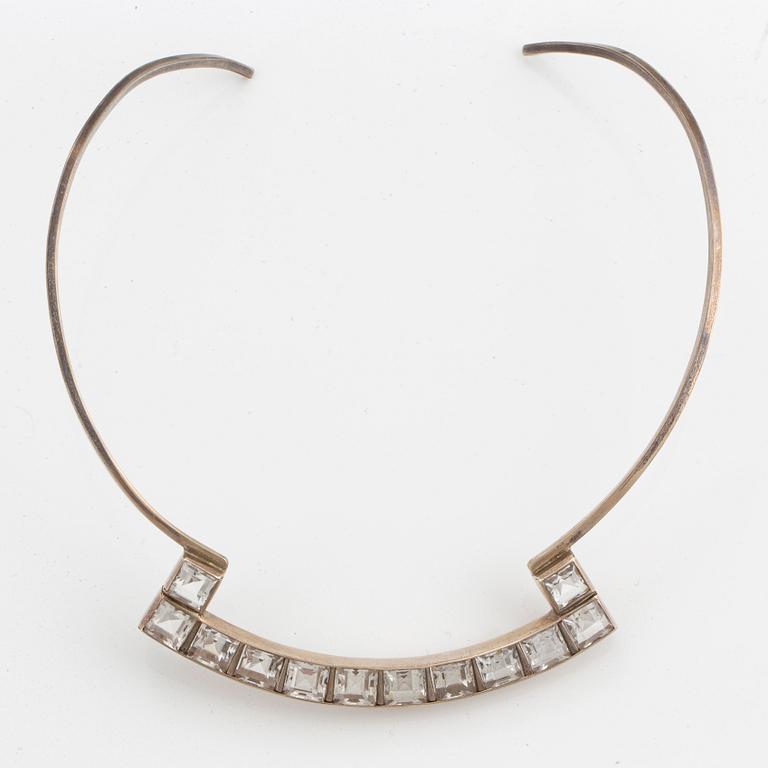 Silver and rock crystal necklace, R Lantz 1966.