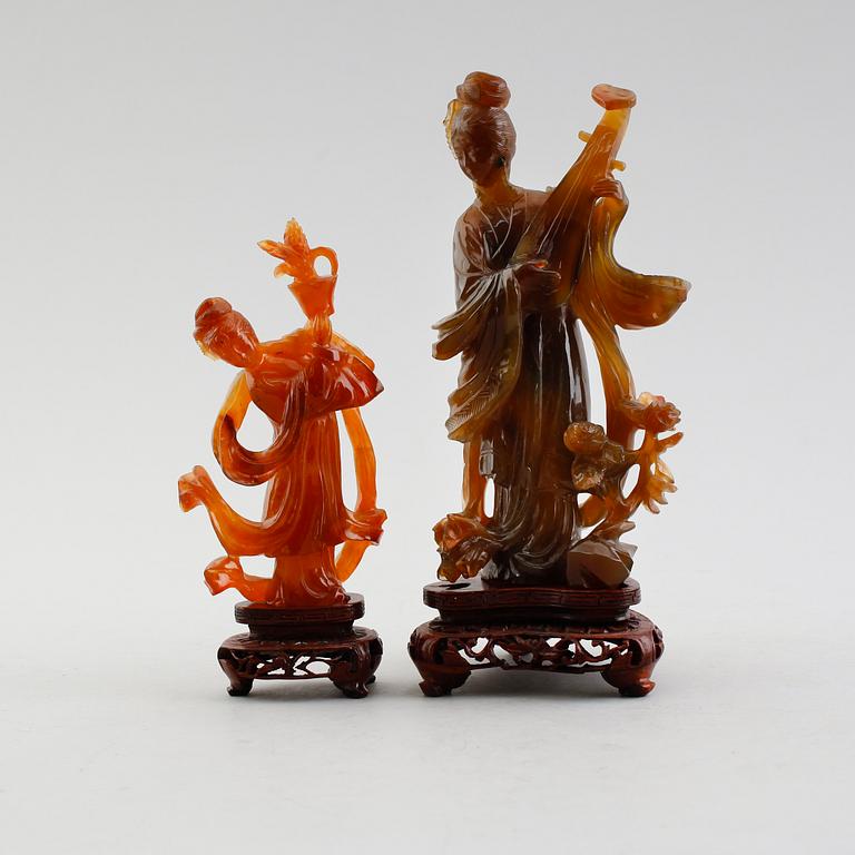 FIGURER, 2 st, agat, Kina.