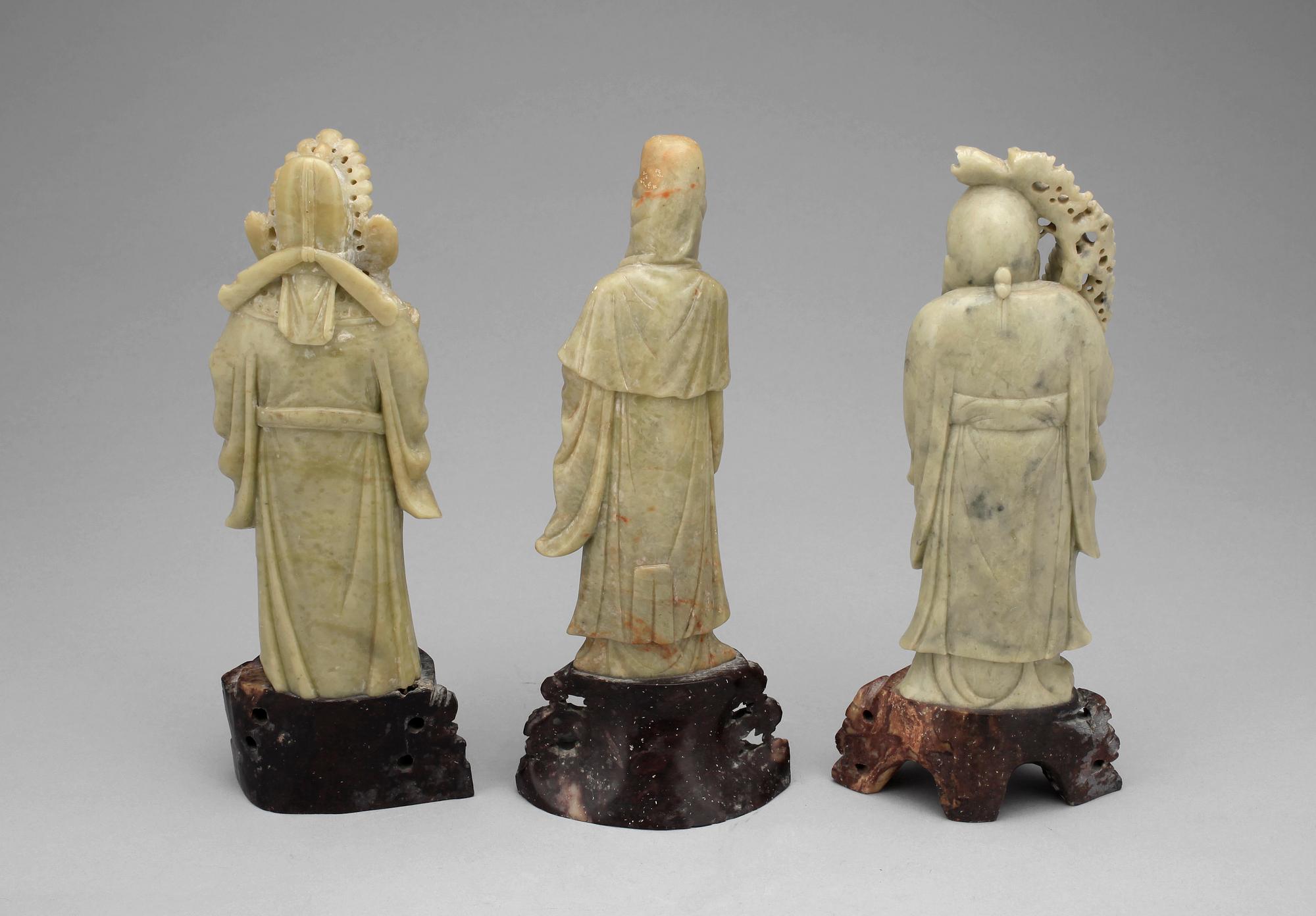 FIGURINER, 3 st, sten, ostasien 1900-tal.