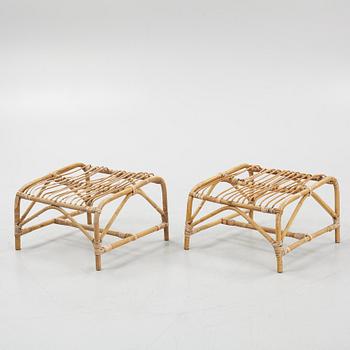 A Rattan Garden Set, 5 pieces, circa 1940s.