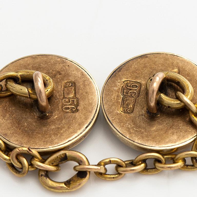 Kultanapit, 14K (56) kultaa, emalia, Pietari, vuosidan vaihde 1800/1900.