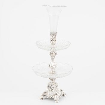 Henniger & Co, a silver plate and cut glass centrepiece, Germany, circa 1900.