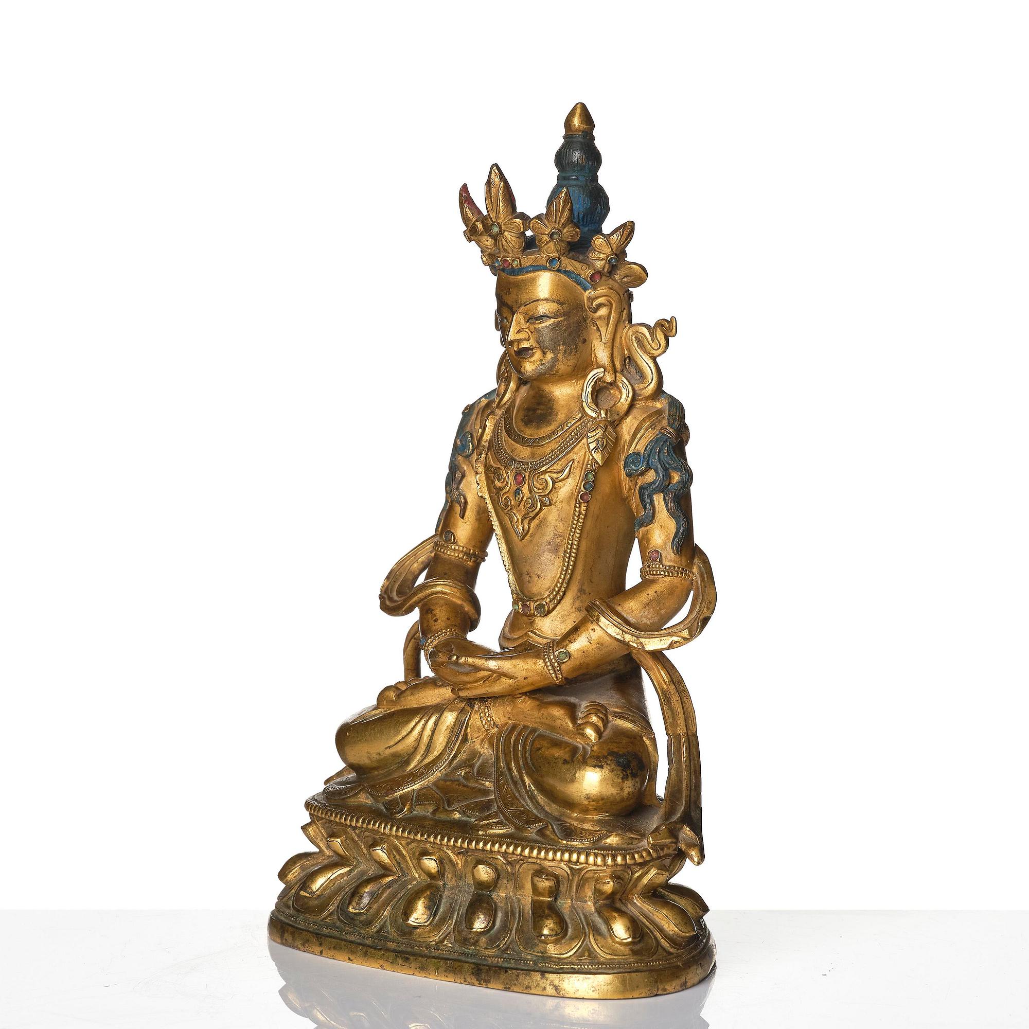 Amitayus, förgylld brons. Mongoliet, 1700-tal.