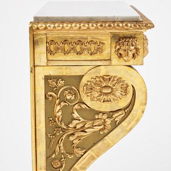 An Empire giltwood and gesso console table by P.G. Bylander (master in Gothenburg 1811-58).