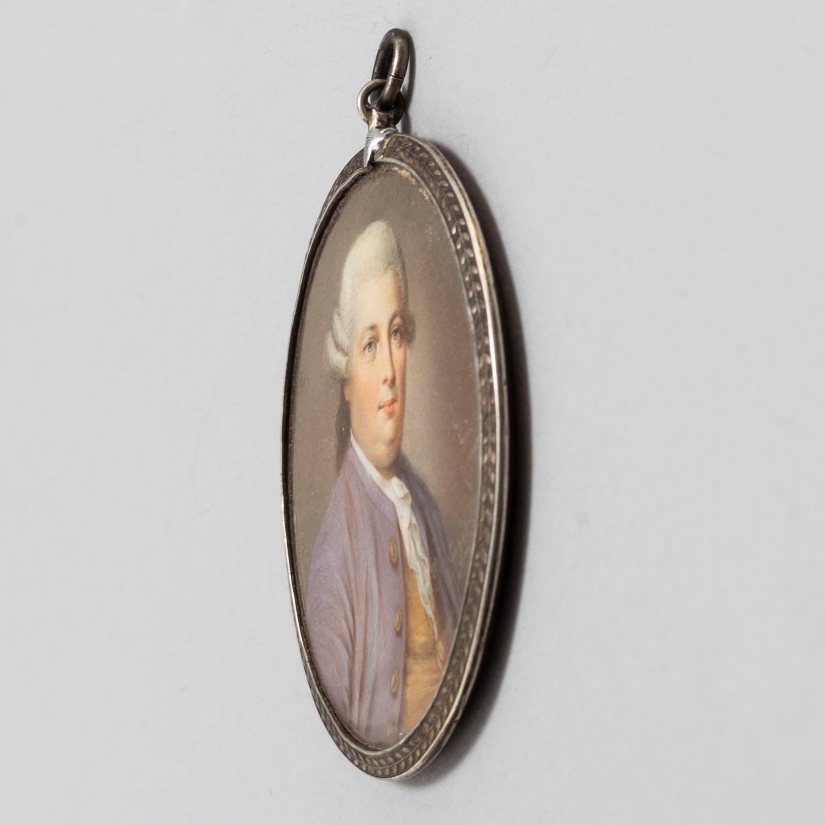 MINIATURE, 18th CenTURY. Gouache on bone, indistinctly signed.