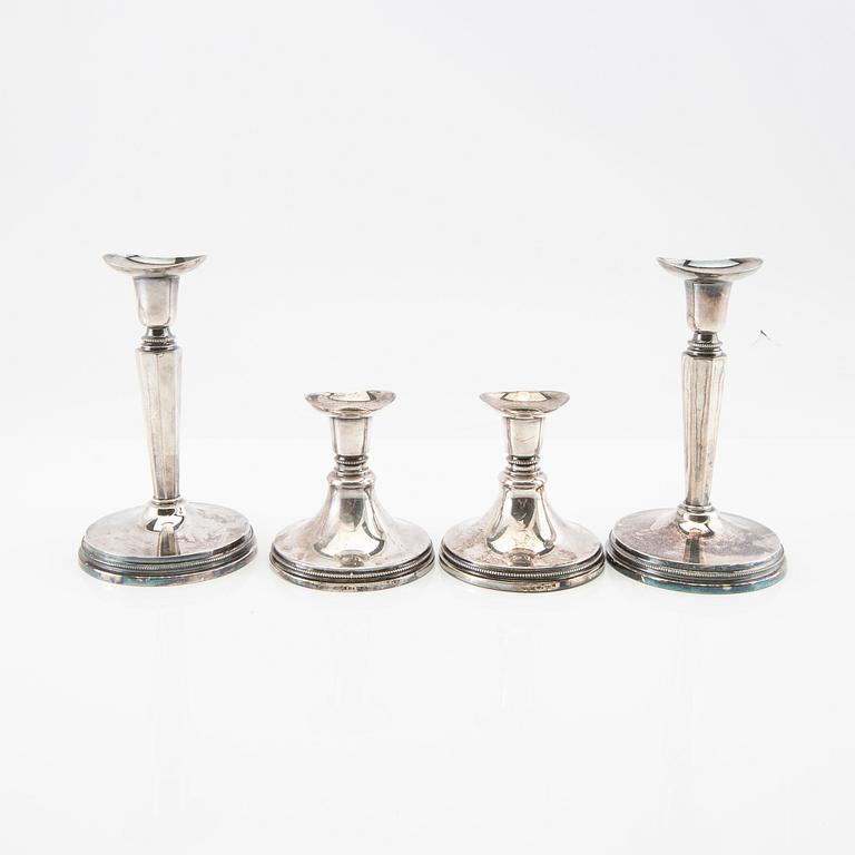 Candlesticks, 2 pairs, silver, MGAB Uppsala, late 20th century.