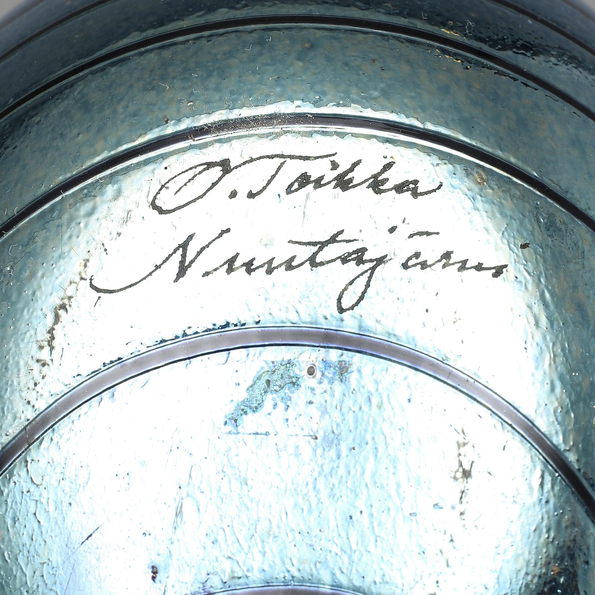 OIVA TOIKKA, glasfågel, Blue Pheasant signerad O. Toikka Nuutajärvi.