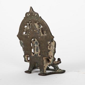 Skulptur, altare. Jain, Indien, kopparlegering med silverinläggningar 1300-/1400-tal eller äldre.