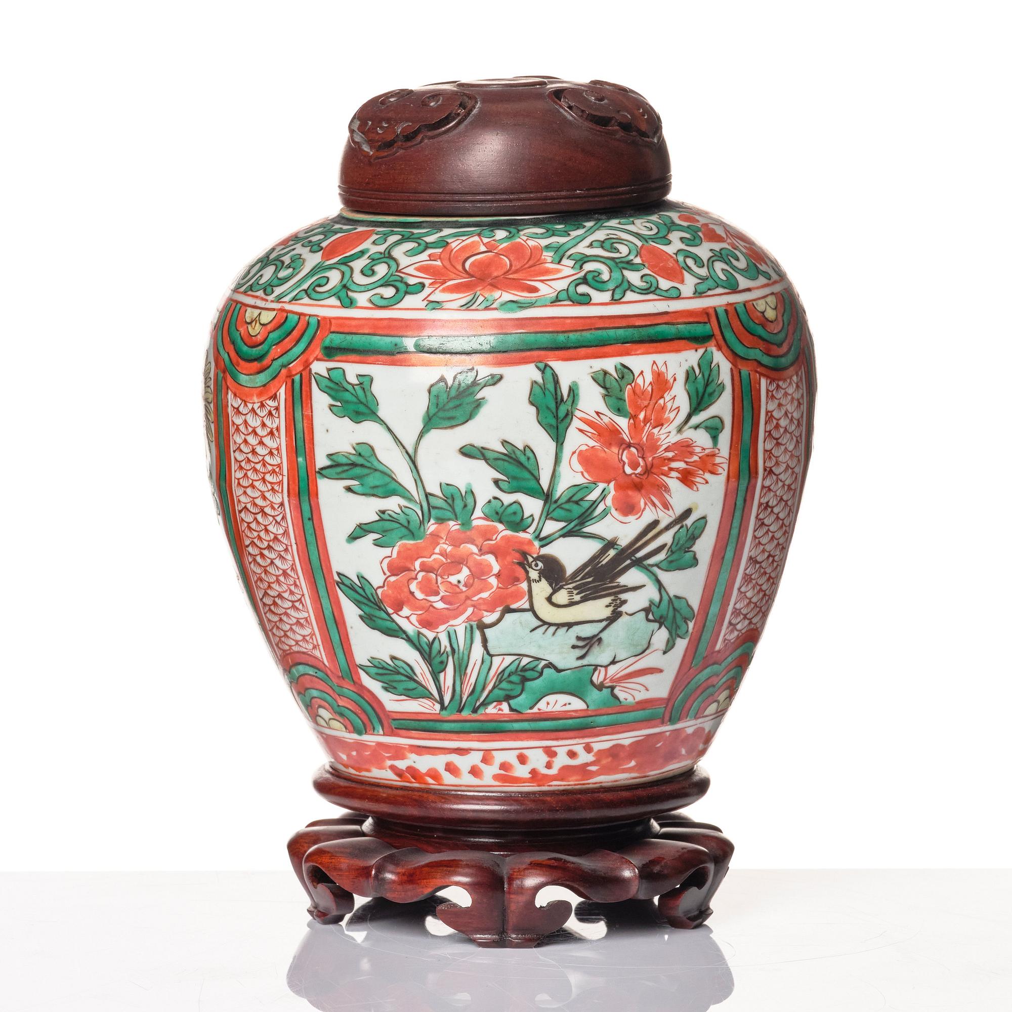 Kruka, porslin, Wucai, 1600-tal.