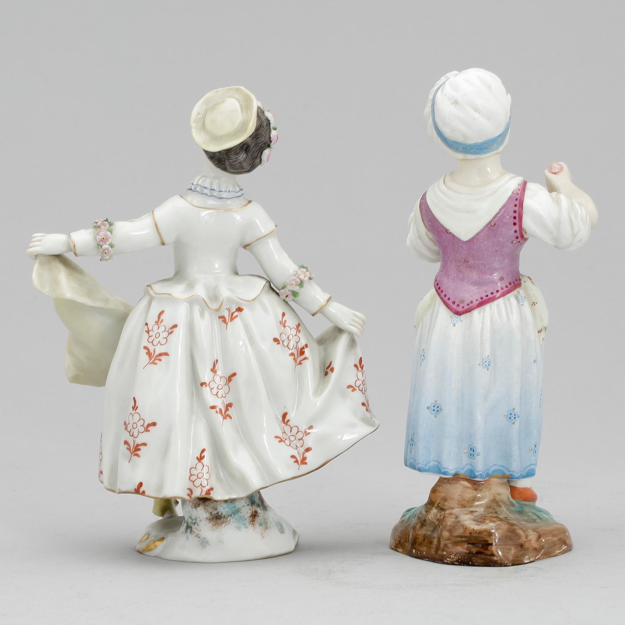 FIGURINER, 2 st, porslin, bl.a. Tyskland, 1900-tal.