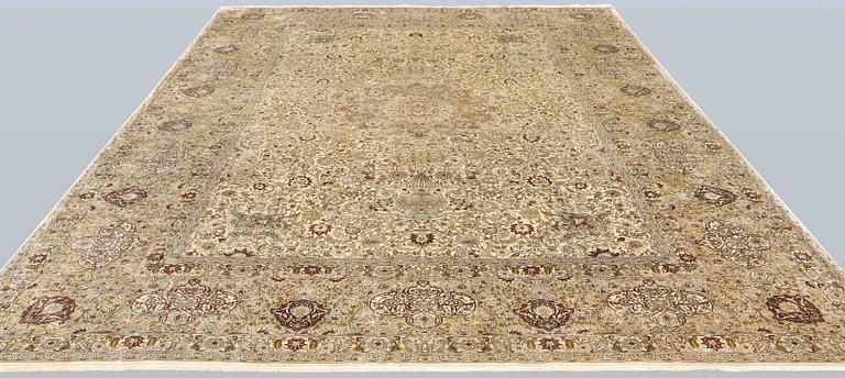 A oriental silk carpet, 350 x 247 cm.