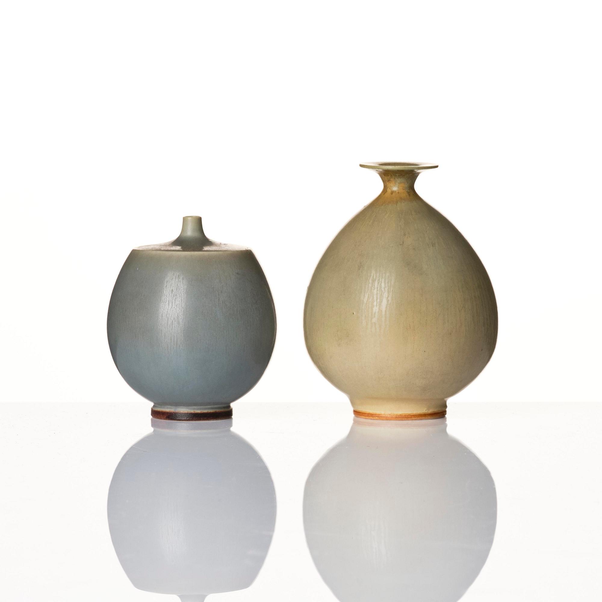 Berndt Friberg, a set of two stoneware vases and a bowl, Gustavsbergs Studio 1955-66.