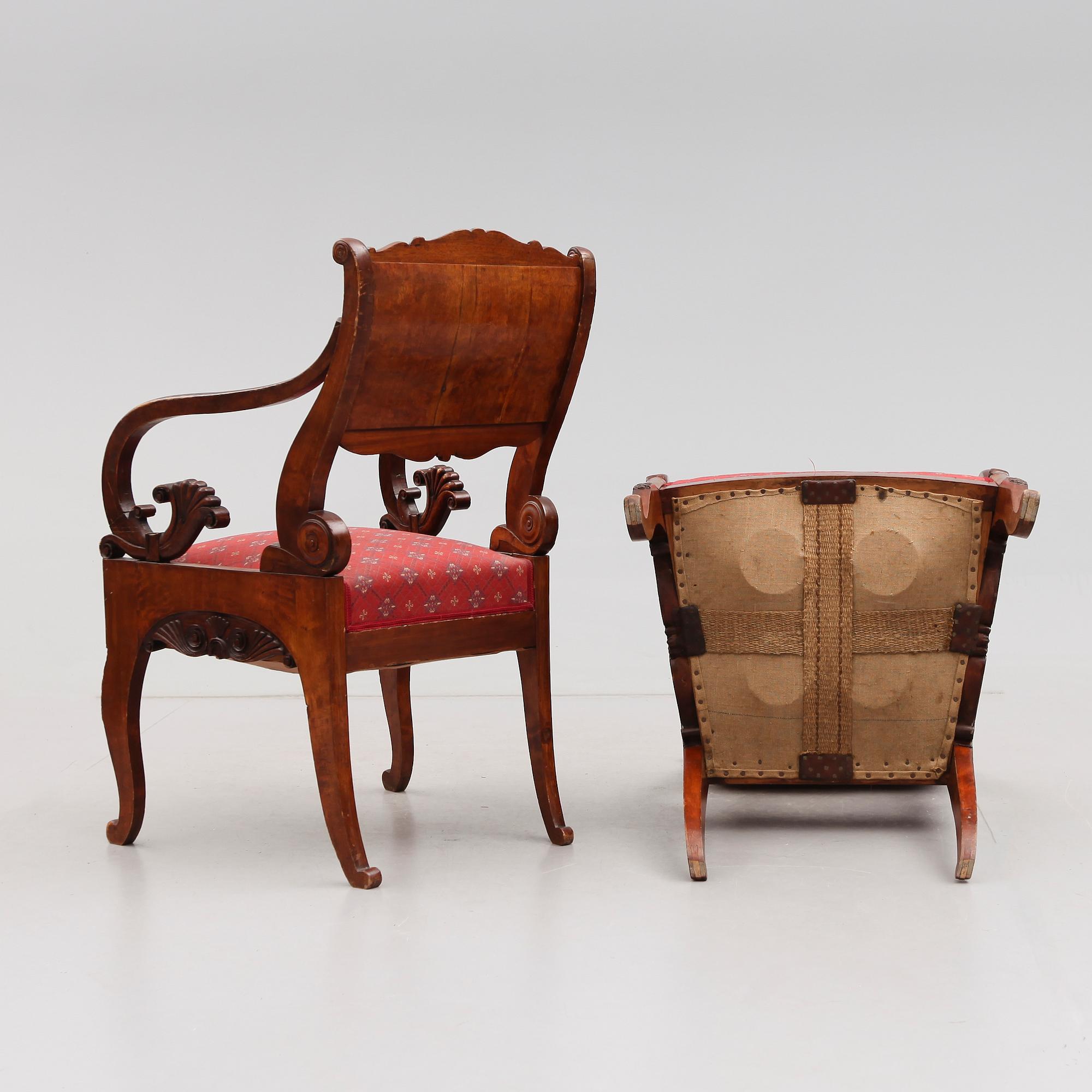 KARMSTOLAR, 1 par, Baltikum, 1800-talets första hälft.