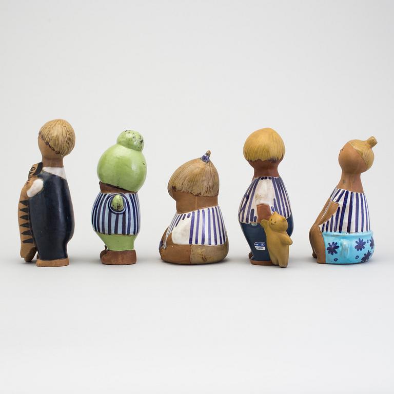 LISA LARSON, five stoneware figurines, "Larsons ungar", Gustavsberg. Designed in 1962.