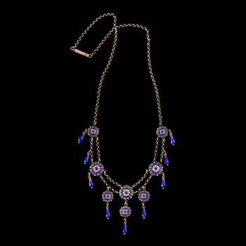 COLLIER, förgyllt sterlingsilver, emalj, 1900-talets första hälft.
