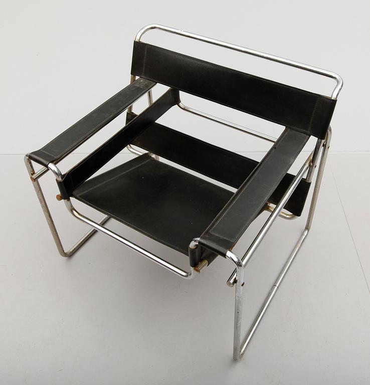 FÅTÖLJ, efter Marcel Breuer, "Wassily", 1900-talets andra hälft.