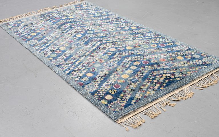 Barbro Nilsson, a carpet, "Violetta blå", knotted pile, ca 243,5 x 142 cm, signed AB MMF BN.