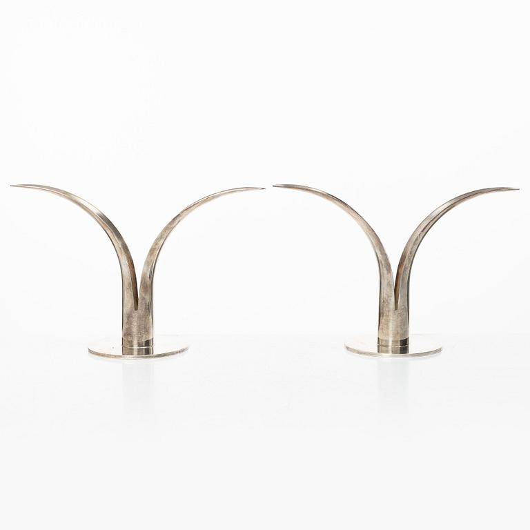 Ivar Ålenius-Björk, Candle holders, a pair, silver-plated, "Liljan", Skultuna.