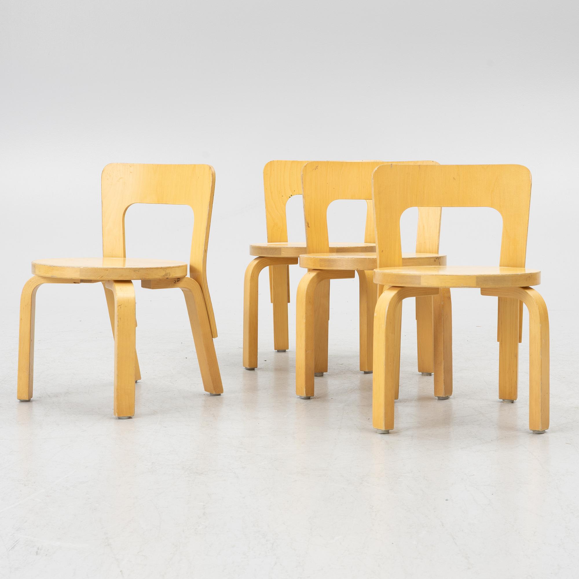 Alvar Aalto, barnstolar, 4 st, Artek, Finland.