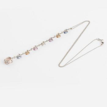 Collier med multifärgade safirer, morganiter och briljantslipade diamanter.