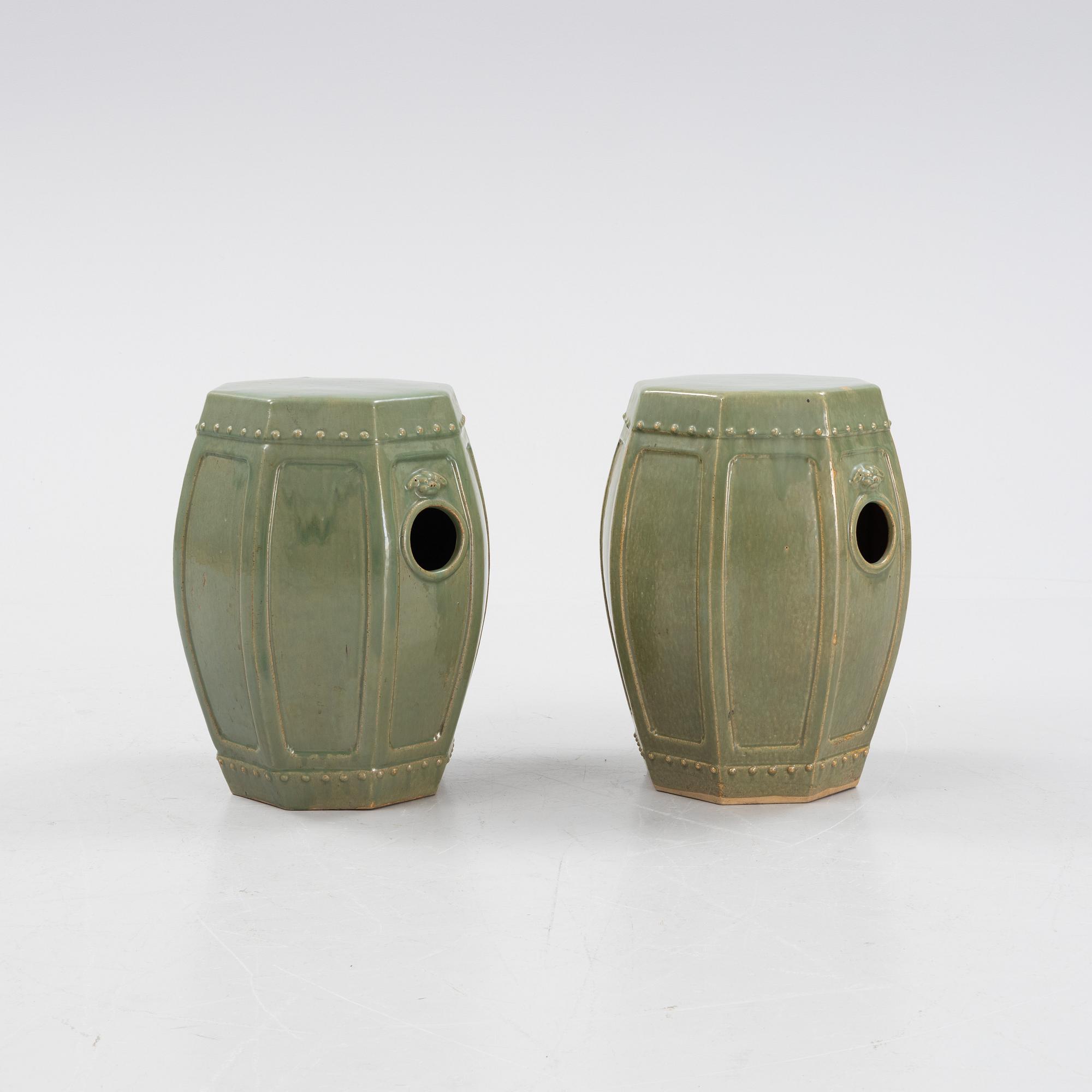 A pair of Chinese ceramic garden stools, 20th century.