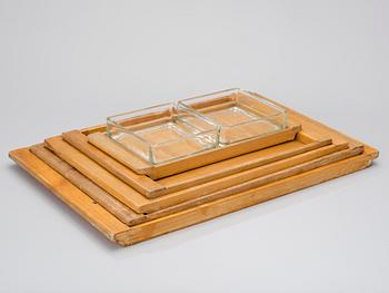 AINO AALTO, "MAIJA" COLD-CUT PLATTER AND A SET OF FIVE TRAYS. Designed in 1936.