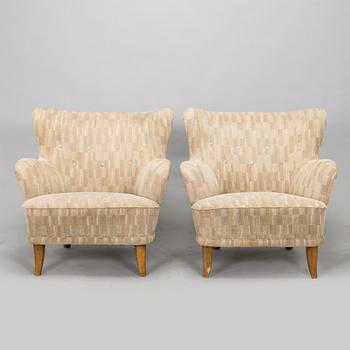 Ilmari Lappalainen, a pair of 1950's 'Laila' armchairs for Asko, Finland.