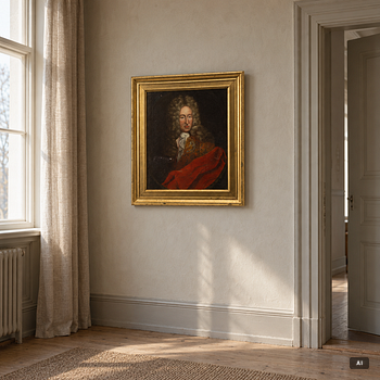Okänd konstnär, 1700-tal, Man i peruk och röd mantel.
