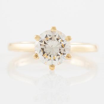 Ring, solitaire ring, 18K gold with brilliant-cut diamond.
