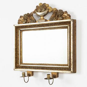 Mirror sconces, a pair, by Johan Martin Berg (mirror manufacturer in Gothenburg 1803-37), Empire.