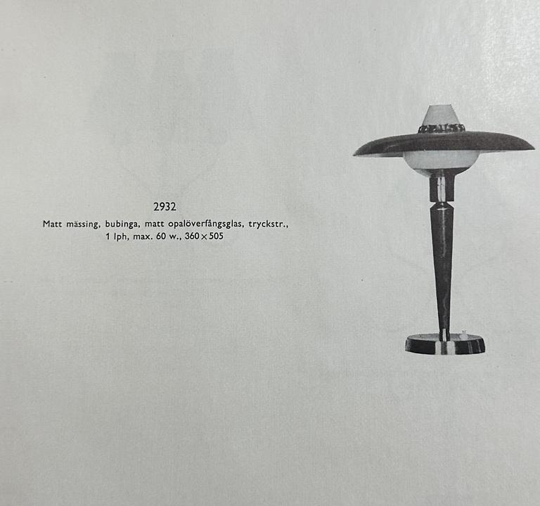 Hans-Agne Jakobsson, a table lamp, model "2932", Karlskrona Lampfabrik, Sweden 1950s.