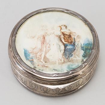 DOSA med LOCK, silver, Louis XVI-stil, sent 1800-tal. Total vikt 260 gram.
