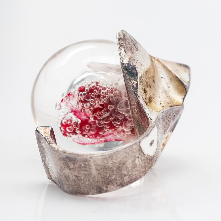 Björn Weckström, a sterling silver and acrylic ring, 'Petrified lake' for Lapponia 1972.