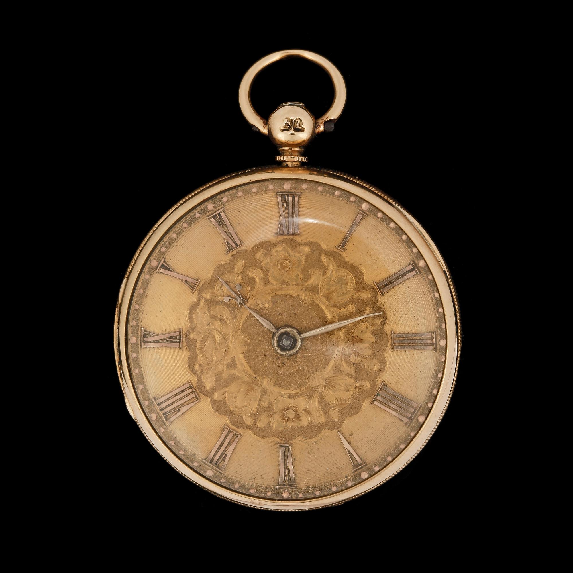 FICKUR, 18k guld, boett med engelska stämplar, London, 1800-talets mitt. Tot vikt 44,7g.