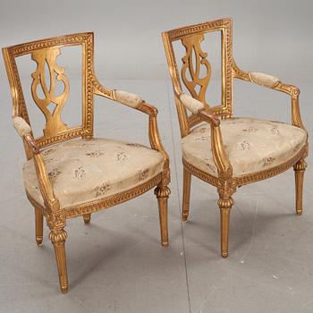 KARMSTOLAR, ett par, Louis XVI, 17/1800-tal.