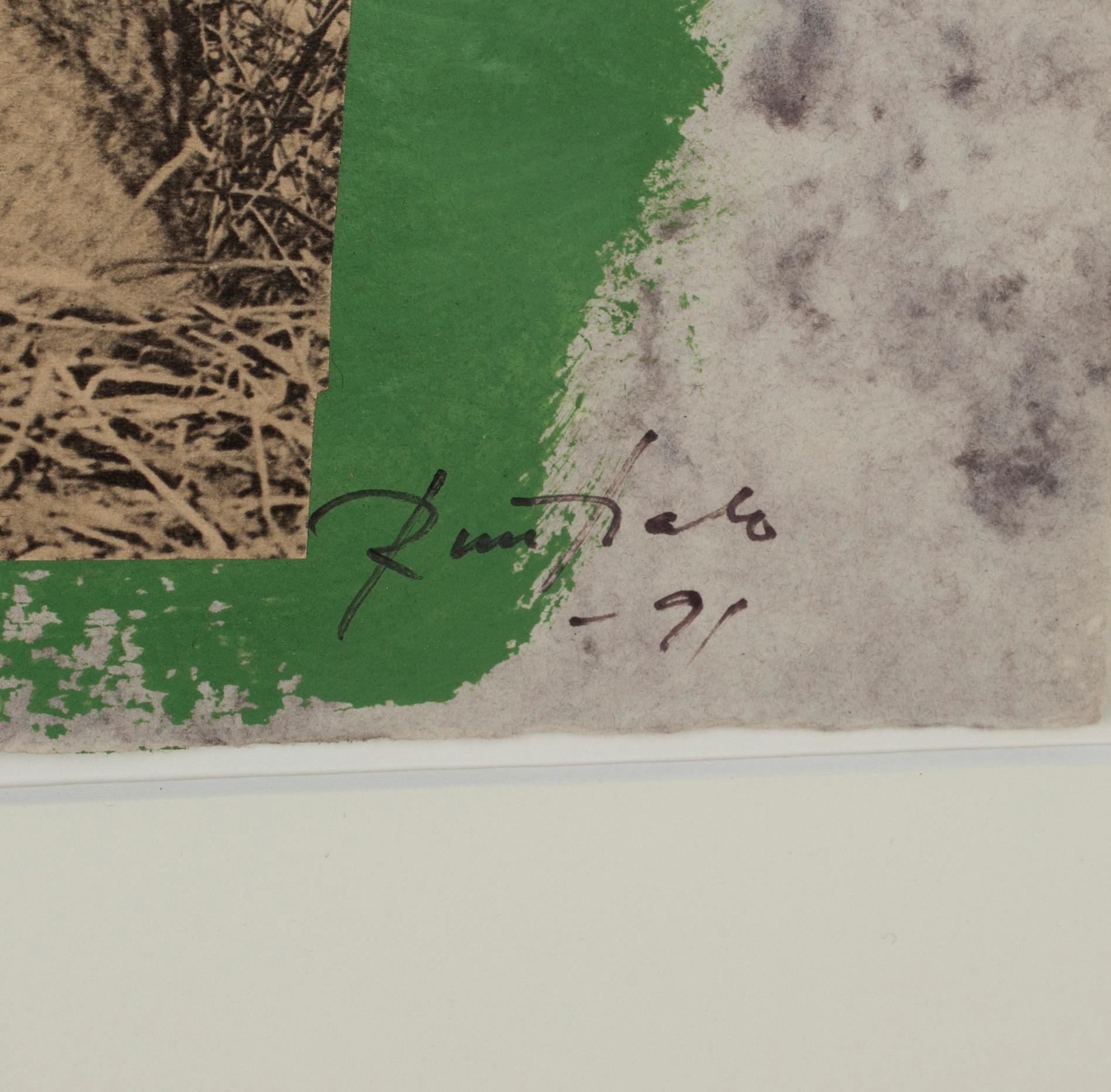 EINO RUUTSALO, kollaasi ja sekatekniikka paperille, signeerattu ja päivätty -91.