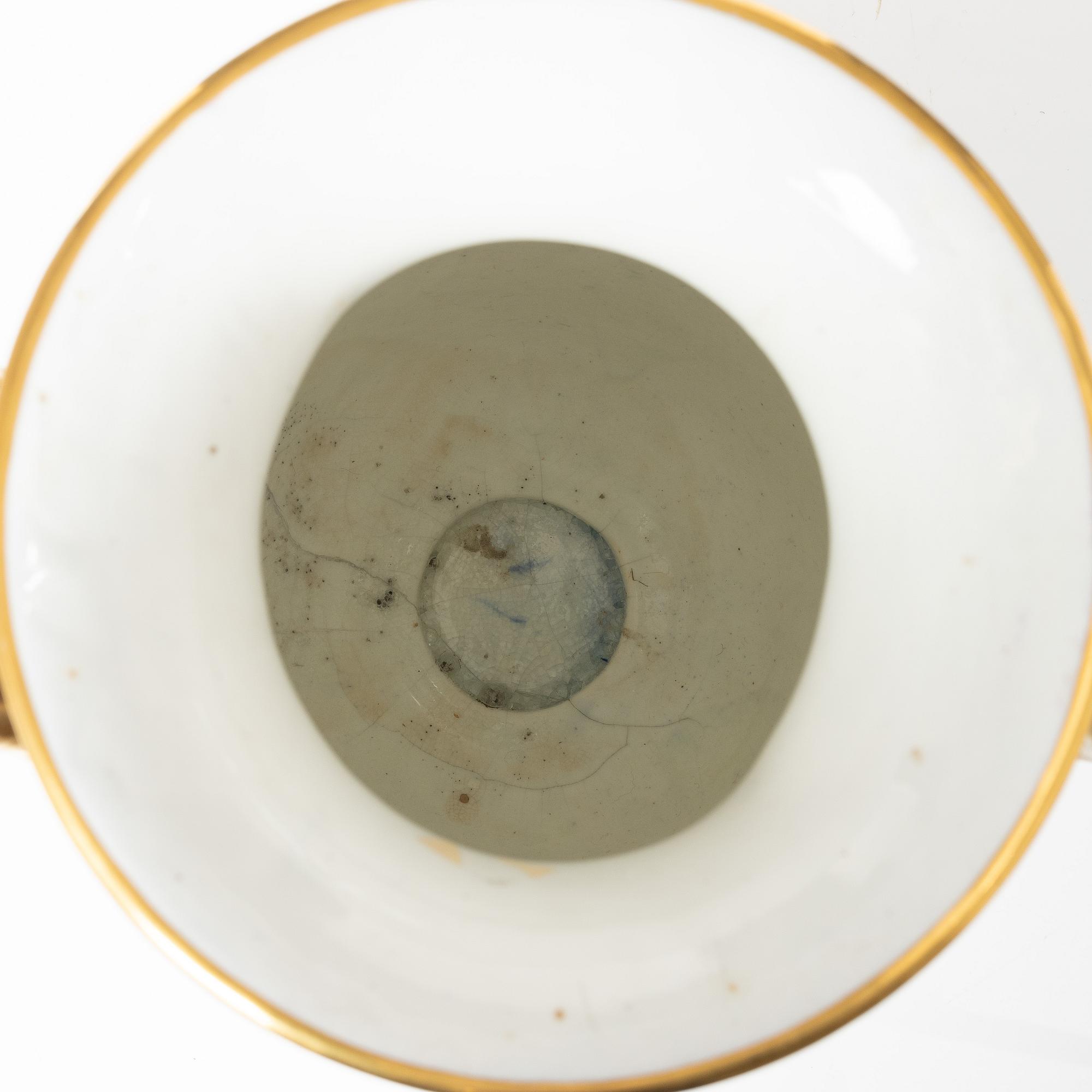 A large Swedish porcelain urn, Gustavsberg, 1866.