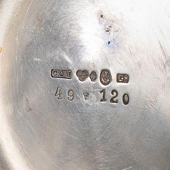 A Swedish silver vase and bowl, marks of CG Hallberg, Stockholm 1933, and Tenn & Silver Ab, Gothenburg 1952 respectively.