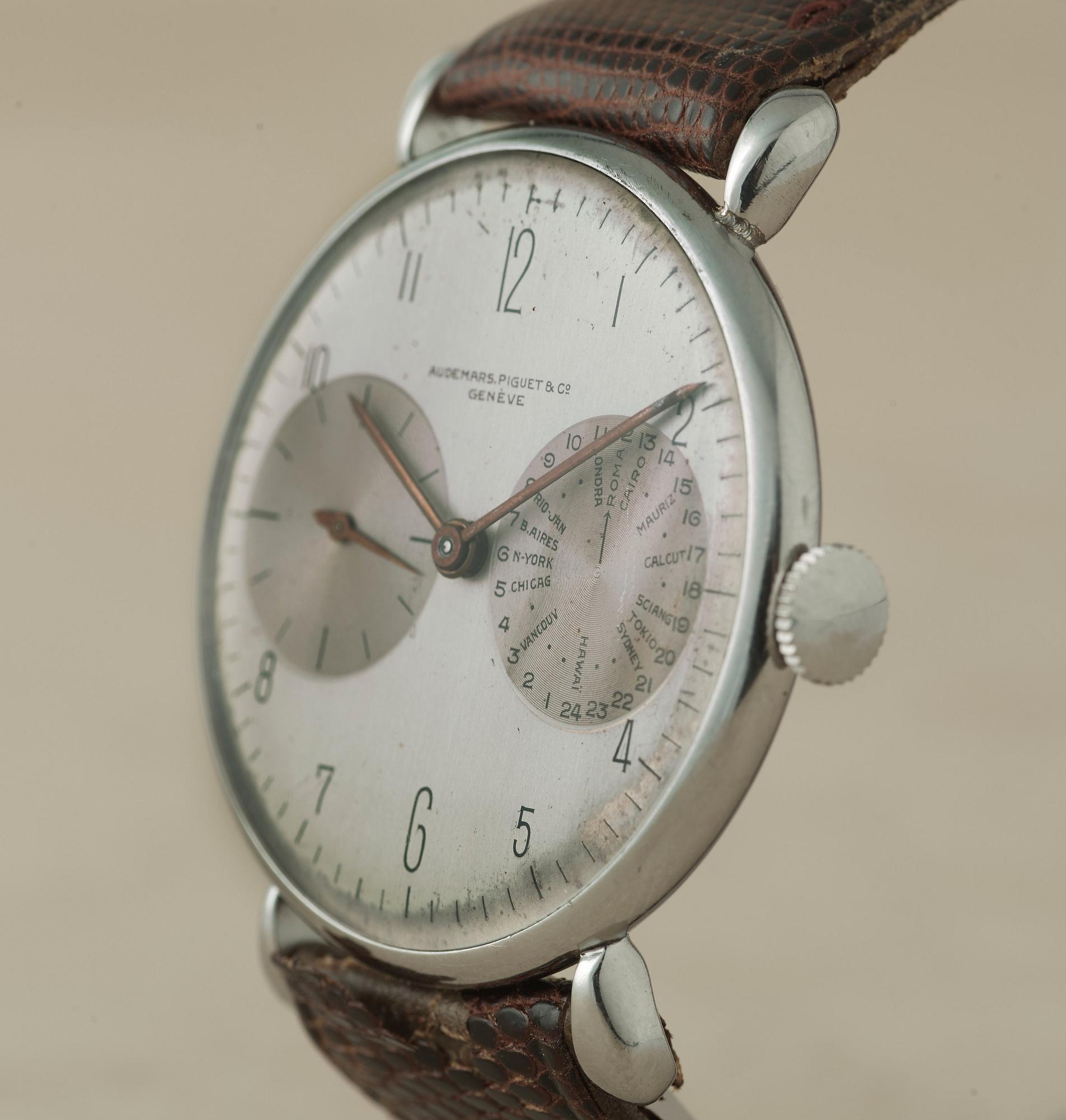 AUDEMARS, PIGUET & Co, Genève, World Time, "Tear drop lugs", wristwatch, 36 mm,