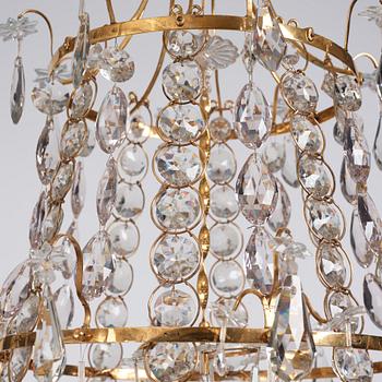 A Swedish late 18th century Gustavian eight-light chandelier.